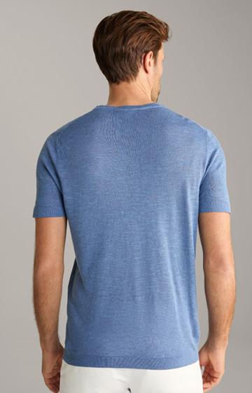 Leinenmix-T-Shirt Maroso in Blau