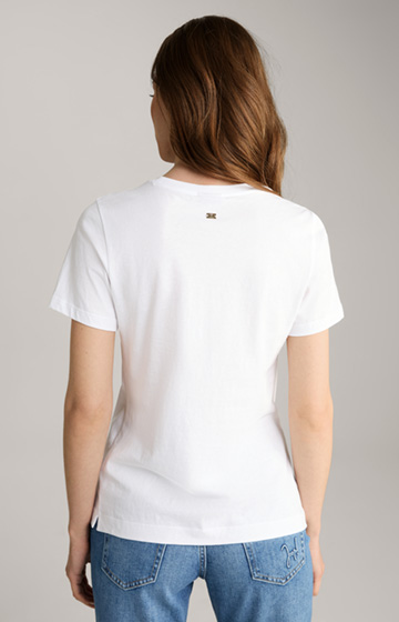 Baumwoll-T-Shirt in Weiss/Altrosa
