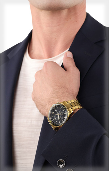 Herren-Armbanduhr in Gold/Schwarz