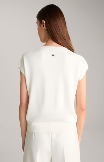 Kurzarm-Pullover in Creme