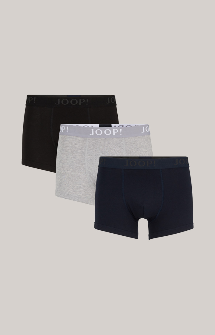 3-Pack of Fine Cotton Stretch Boxers in Black/Navy/Grey Flecked