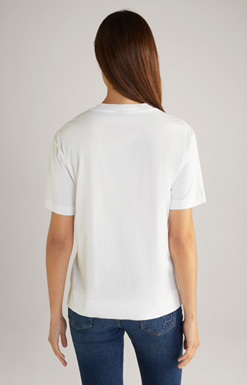 Baumwoll-T-Shirt in Weiß/ Lila