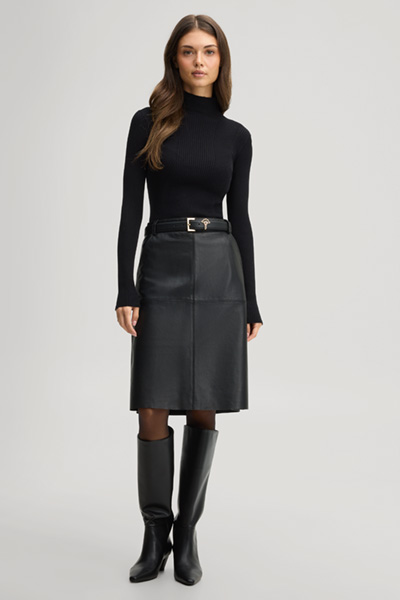 Leads to product detail page "Black viscose-blend jumper with a stand-up collar"