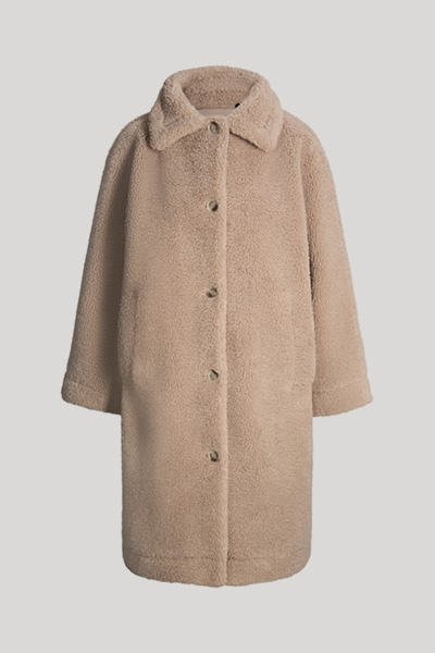 Oversized teddy coat in greige