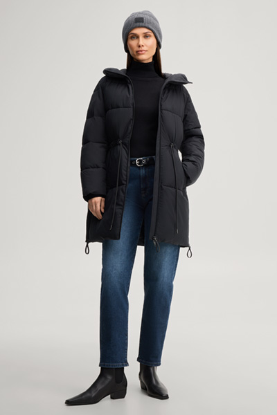 Leads to product detail page "Black viscose roll-neck jumper"