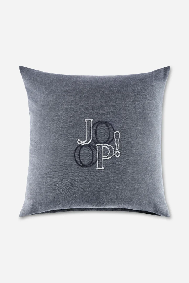 Leads to product detail page "JOOP! soft label cushion in blue, 35 x 35 cm"