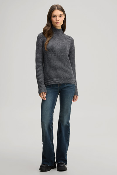 Leads to product detail page "Wool-blend roll-neck jumper in dark grey marl"