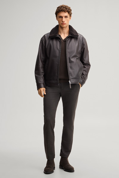 Leads to product detail page "Brown deerskin nappa leather jacket"