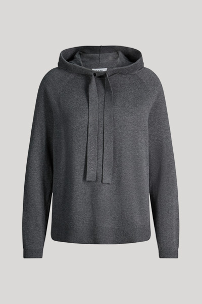 Leads to product detail page "Wool-blend knitted hoodie in dark grey marl"