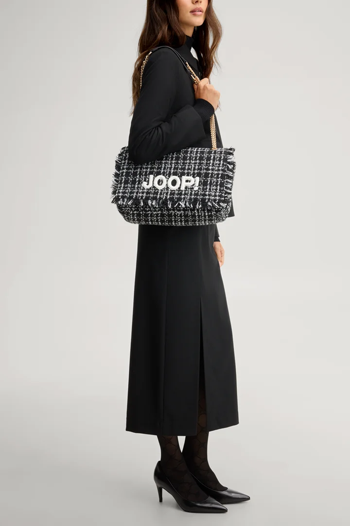 Führt zu Produktdetailseite „Schultertasche Milano Emma in Schwarz/Weiß kariert"