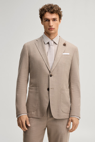 Leads to product detail page "Beige wool-blend suit jacket"