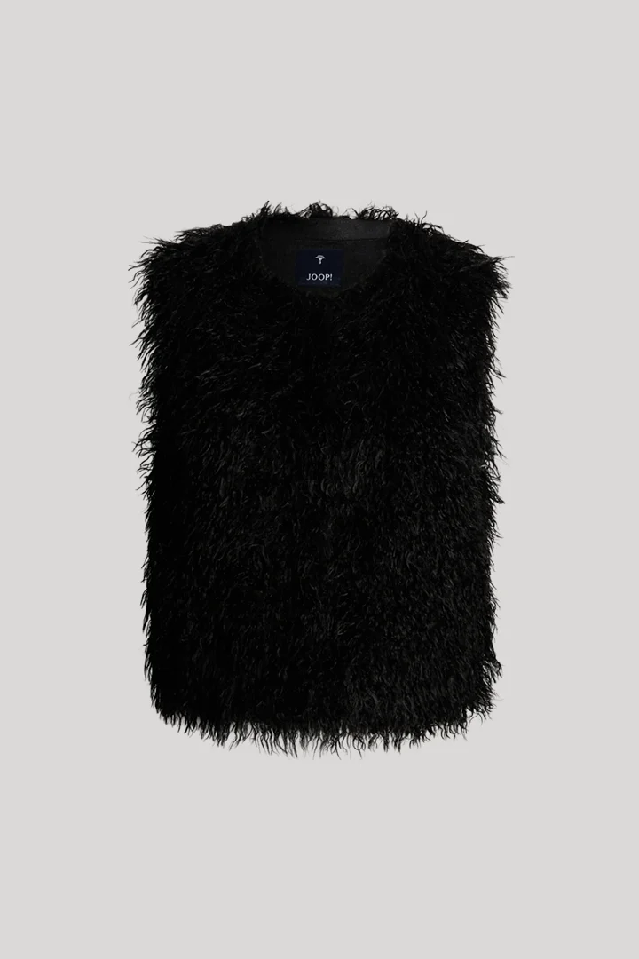 JOOP! presents the product Black faux fur waistcoat from the category Jackets as a cut-out