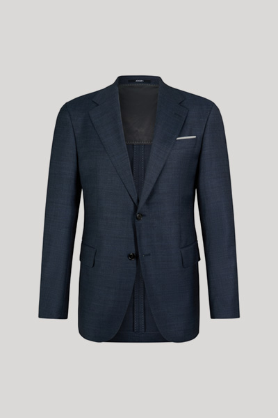 Leads to product detail page "Modular suit jacket in navy, made from virgin wool"