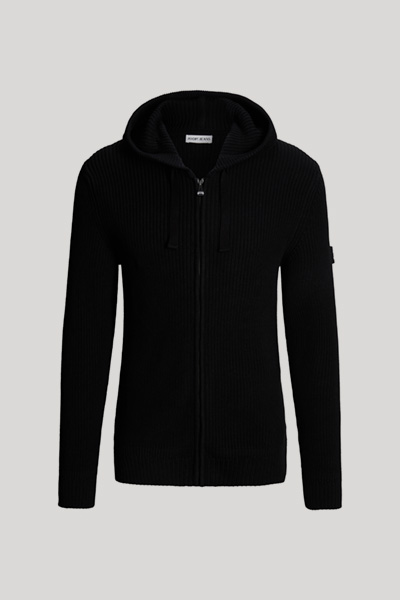 Strickjacke mit Kapuze in Schwarz