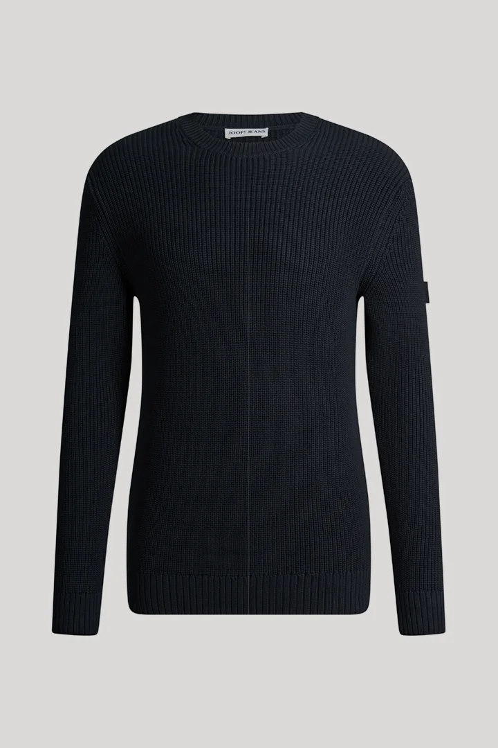 Führt zu Produktdetailseite „Crewneck-Pullover aus Baumwolle in Dunkelblau"