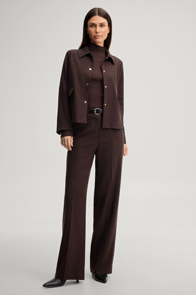 Leads to product detail page "Dark brown wool-blend cropped blazer"