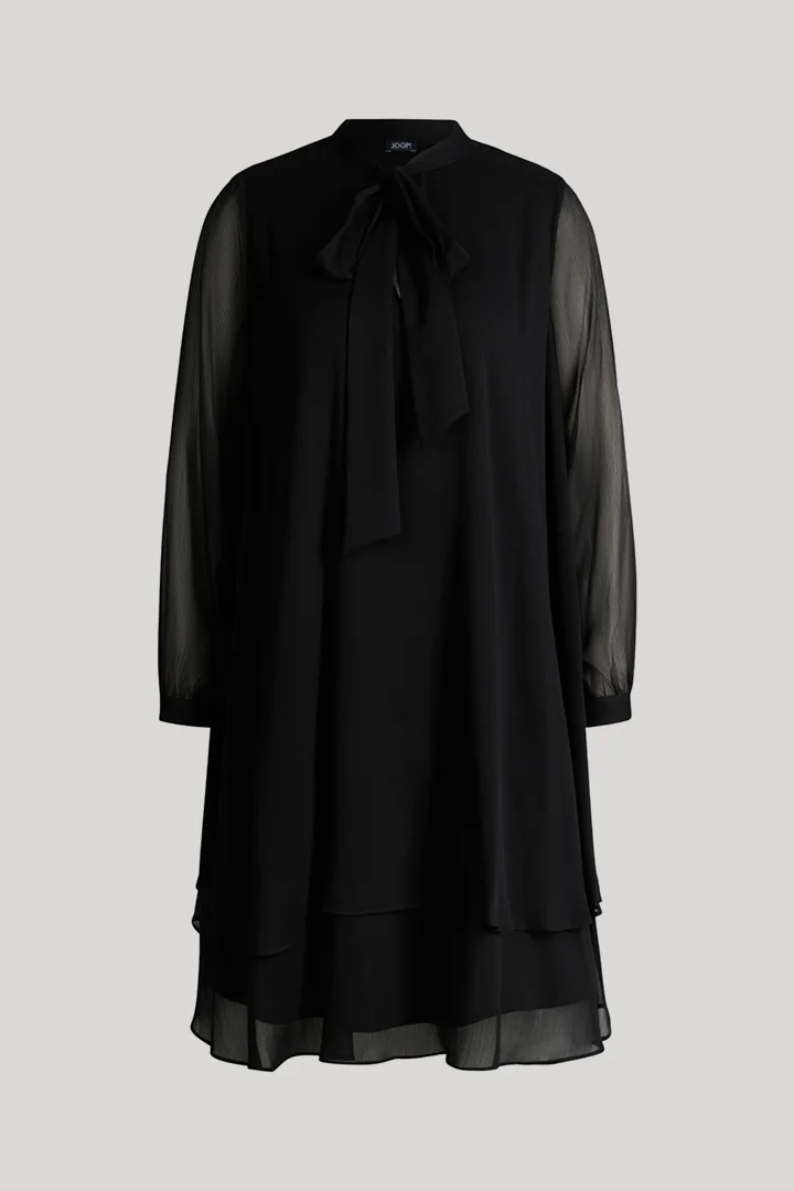 Führt zu Produktdetailseite „Chiffon-Kleid mit Schluppe in Schwarz"