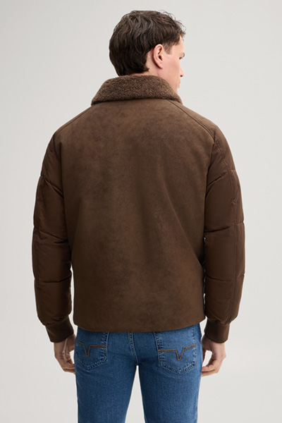 Leads to product detail page "Jacket with a turn-down collar in dark brown"