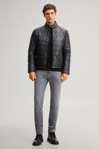 Leads to product detail page "Black lamb nappa leather jacket"