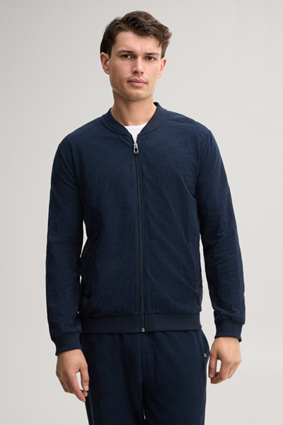 Leads to product detail page "Navy loungewear sweatshirt"