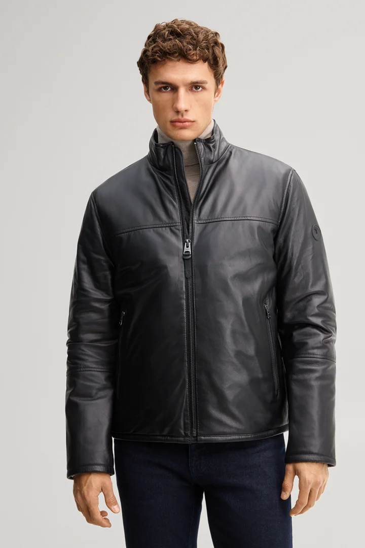 Leads to product detail page "Black lamb nappa leather jacket"