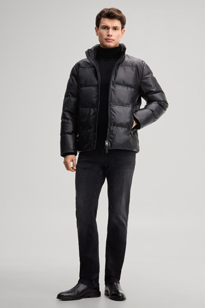 Leads to product detail page "Black lamb nappa leather jacket"