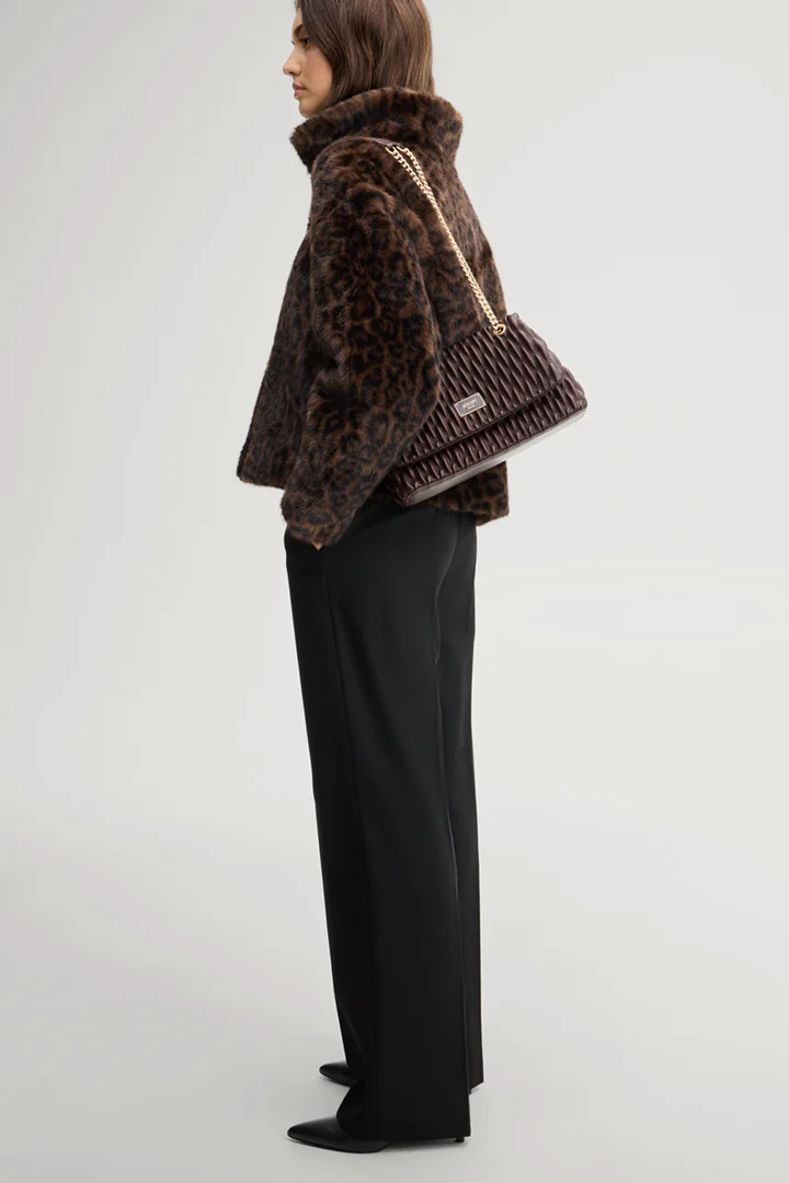 Leads to product detail page "Ruga Emma shoulder bag in dark brown with a pattern"