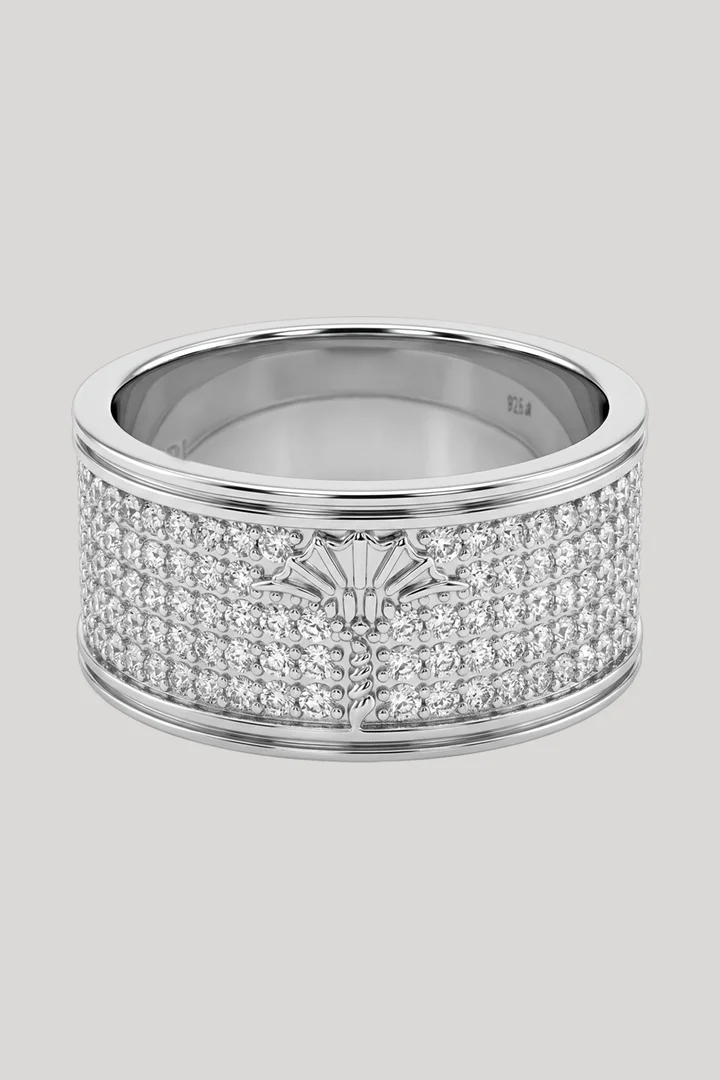 Leads to product detail page "Silver ring with cubic zirconia"