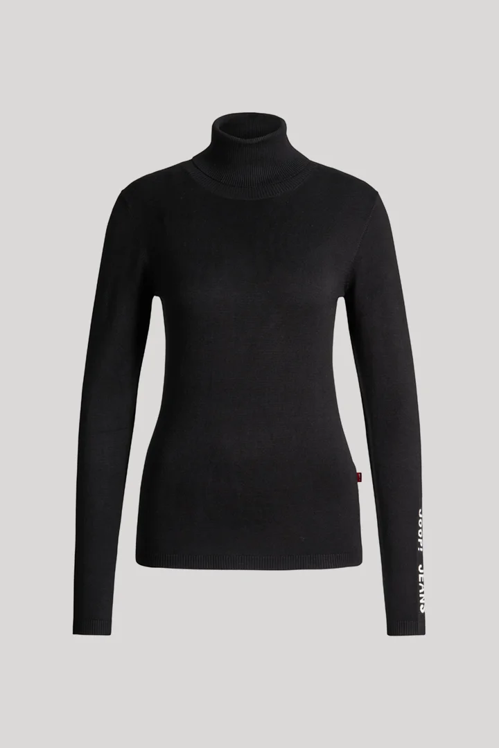 JOOP! präsentiert das Produkt Viskose-Rollkragen-Pullover in Schwarz aus der Kategorie Strick als Freisteller