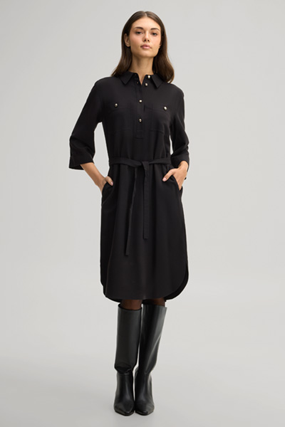 Leads to product detail page "Black flannel shirt-style dress"