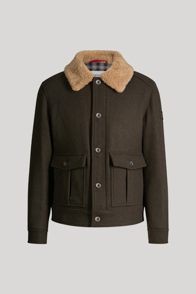 Leads to product detail page "Dark green wool-blend jacket"