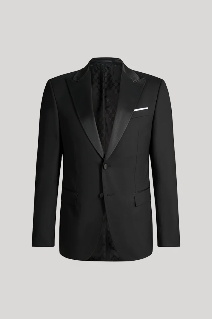 Leads to product detail page "Black wool-blend modular suit jacket"