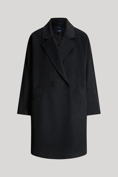 Wool-blend coat with cashmere in anthracite