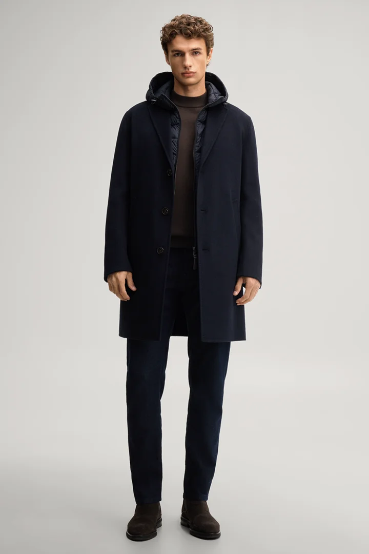 Führt zu Produktdetailseite „Mantel mit Inlay in Navy"