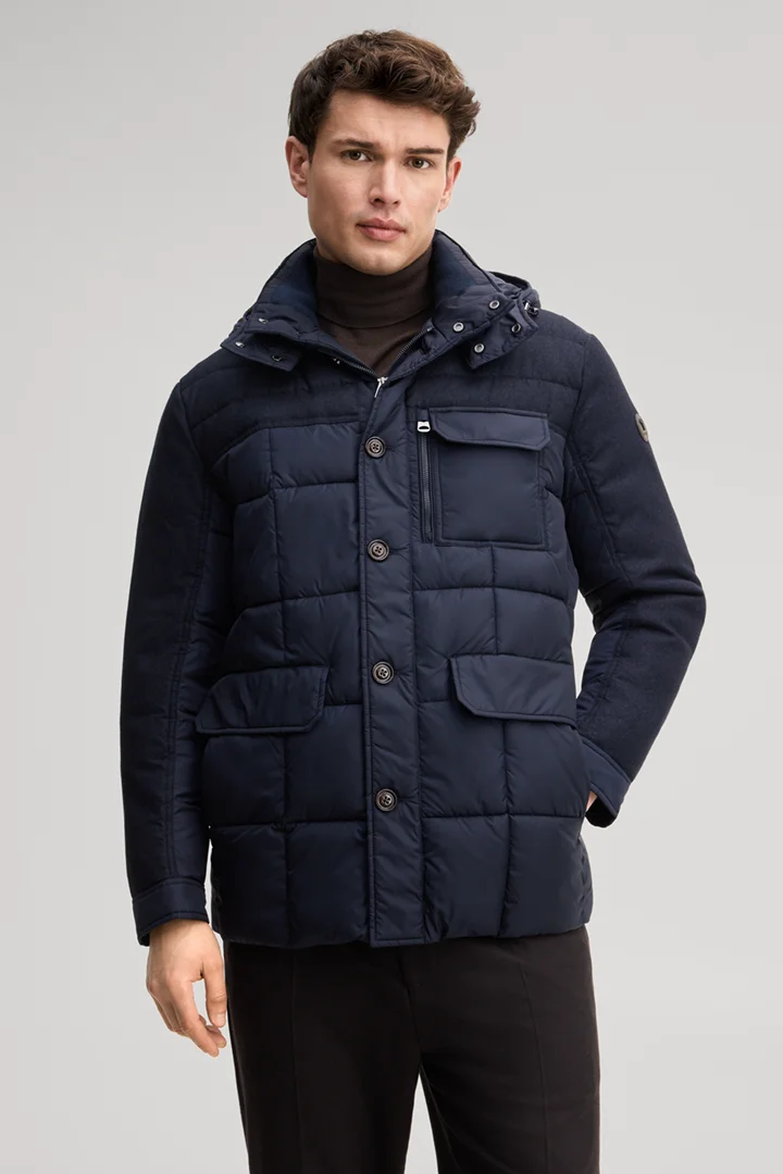 Leads to product detail page "Parka with detachable hood in navy"