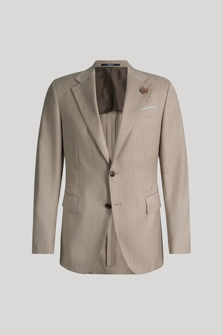 Leads to product detail page "Modular suit jacket in virgin wool, in light beige"