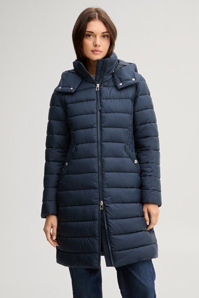 Führt zu Produktdetailseite „Steppmantel mit Kapuze in Navy"