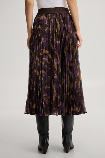 Führt zu Produktdetailseite „Chiffon-Midi-Rock in Braun-Lila gemustert"
