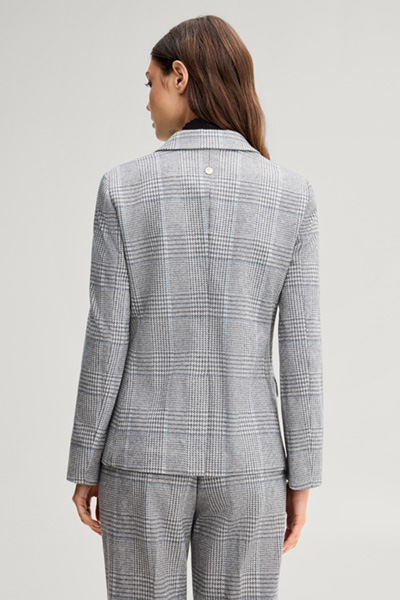 Leads to product detail page "Grey and ecru checked jersey blazer"