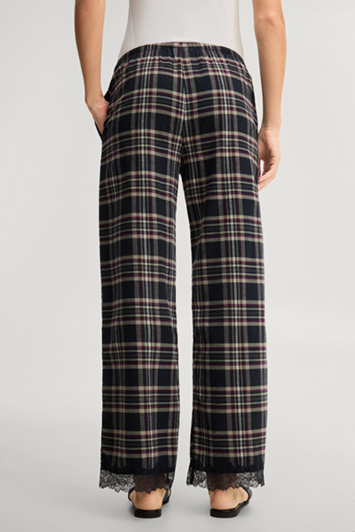 Führt zu Produktdetailseite „Loungewear-Hose in Dunkelblau kariert"