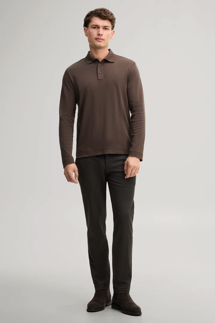 JOOP! presents the product Long-sleeved polo shirt in dark brown from the category Polo Shirts as an outfit