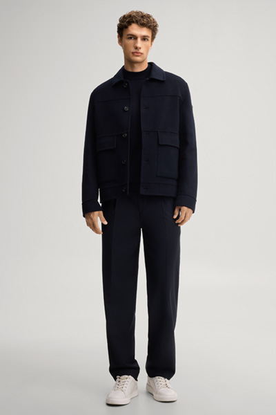 Führt zu Produktdetailseite „Hemdjacke aus Wollmix mit Cashmere in Navy"