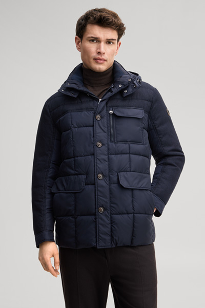 Leads to product detail page "Parka with detachable hood in navy"