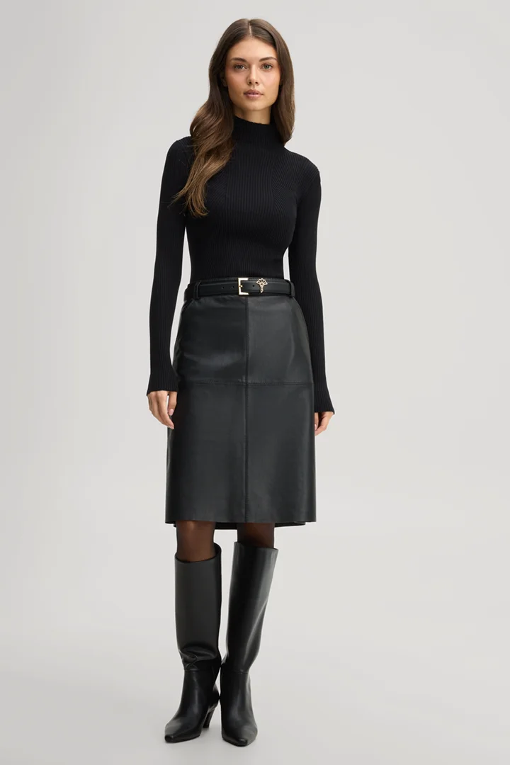 Leads to product detail page "Black viscose-blend jumper with a stand-up collar"