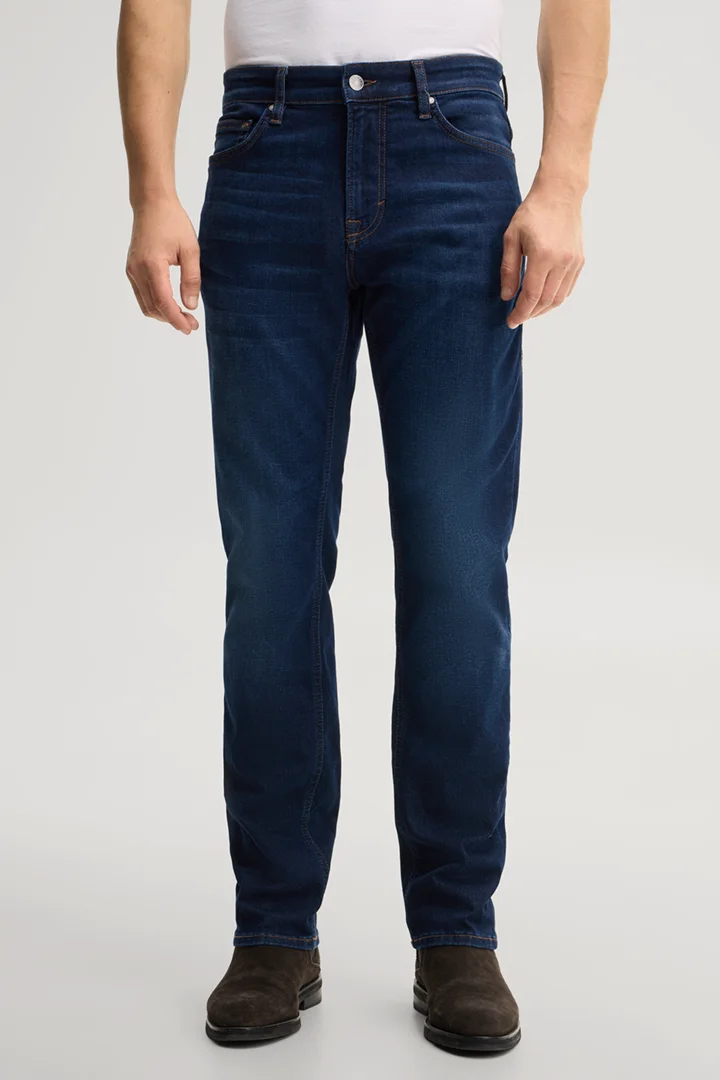 Führt zu Produktdetailseite „Five-Pocket-Jeans mit Stretch in Navy"