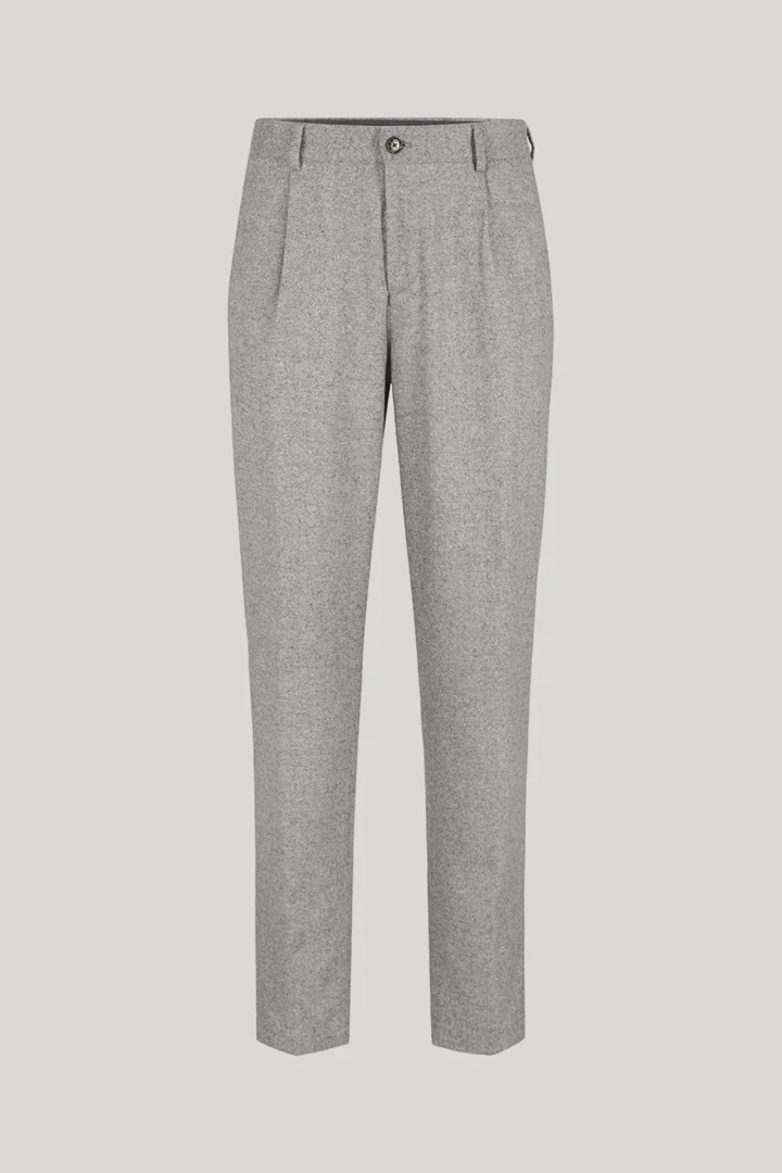 Light grey silk-blend pleated trousers