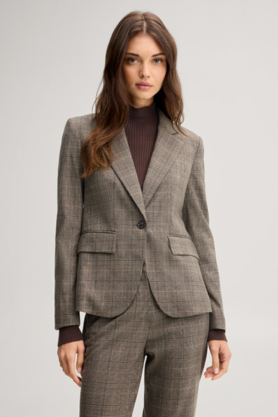 Führt zu Produktdetailseite „Blazer in Beige-Schwarz kariert"