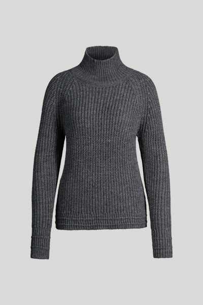 Führt zu Produktdetailseite „Wollmix-Rollkragen-Pullover in Dunkelgrau meliert"