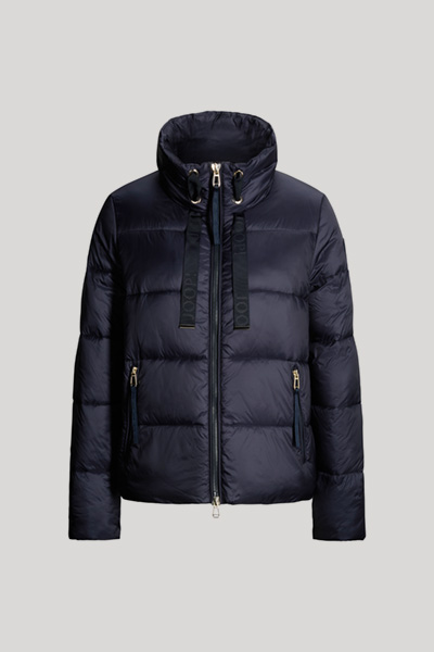 Quilted jacket with a stand-up collar in navy