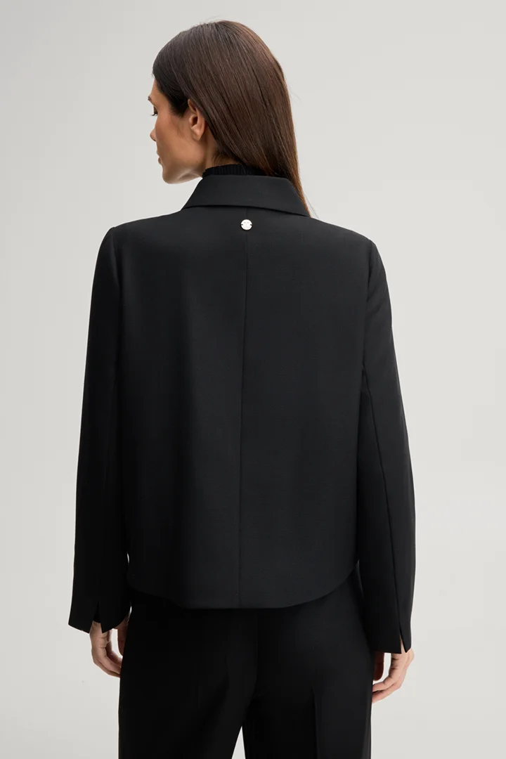 Leads to product detail page "Black wool-blend cropped blazer jacket"